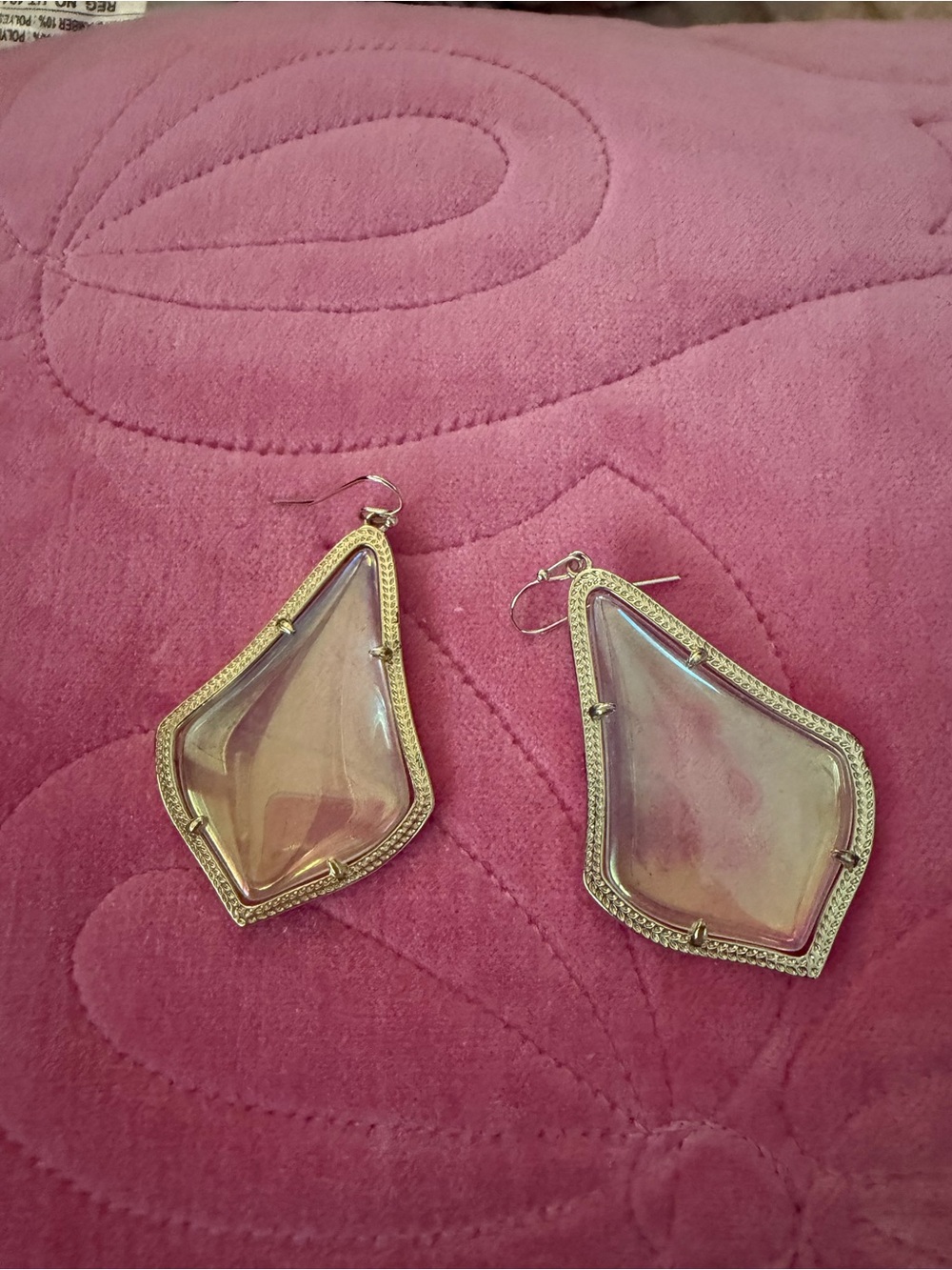 Kendra Scott Gold Iridescent Teardrop Dangle Earrings - Pink Sheen